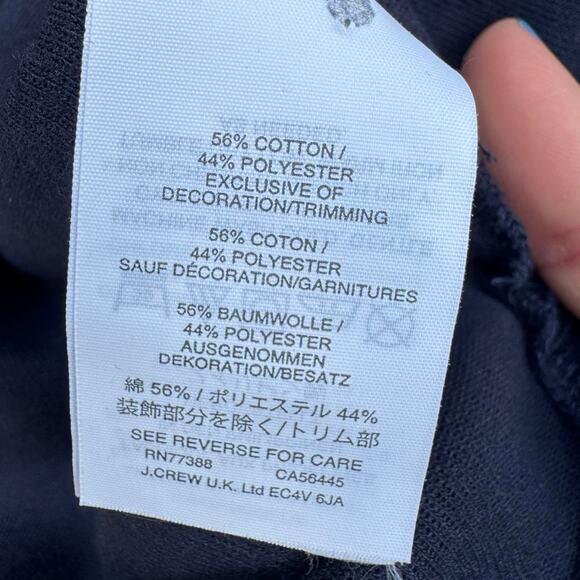 J.Crew size M Ribbon Tie Bell Sleeve Crewneck Sweatshirt - Navy - Picture 9 of 12